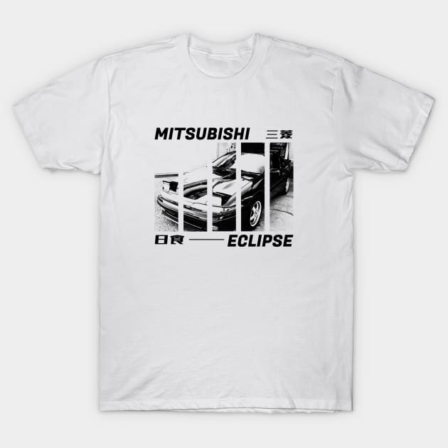 MITSUBISHI ECLIPSE D20 Black 'N White 3 T-Shirt by Cero